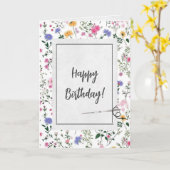 サマーワイルドフラワーズアンドニードル誕生日 カード (黄色い花)