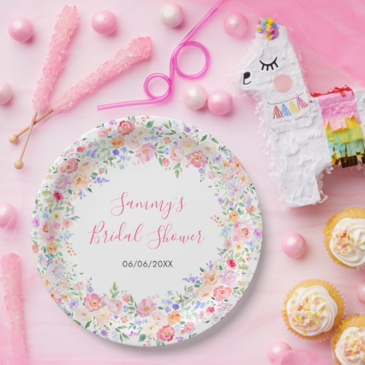 サマーワイルドフラワーズフローラブライダルシャワー ペーパープレート (パーティー)