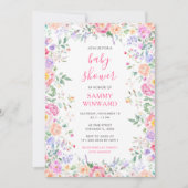 サマーワイルドフラワーズフローラベビーシャワー 招待状 (正面)