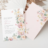 サマーワイルドフラワーズリースブライダルシャワー招待 招待状