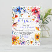 サマーワイルドフラワーズリースベビーシャワー 招待状 (スタンド正面)