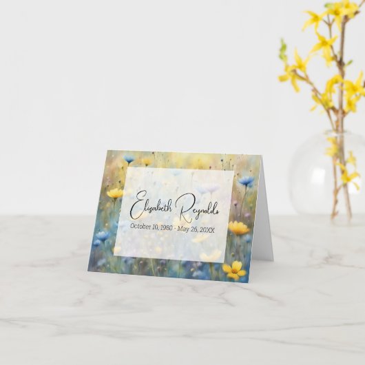 サマーワイルドフラワーズ悔やみや弔慰ありがとう カード (黄色い花)