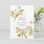 サマーワイルドフラワーピーチ赤面フローラブライダルシャワー 招待状 (スタンド正面)