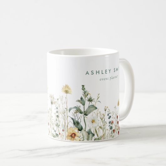 サマーワイルドフラワーフィールドビジネス コーヒーマグカップ (正面右)