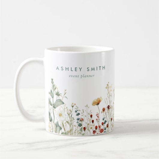 サマーワイルドフラワーフィールドビジネス コーヒーマグカップ (左)