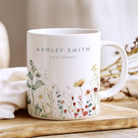 サマーワイルドフラワーフィールドビジネス コーヒーマグカップ