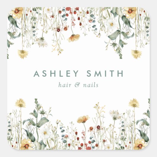 サマーワイルドフラワーフィールドビジネス スクエアシール (正面)