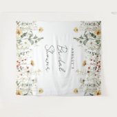 サマーワイルドフラワーフィールドブライダルシャワー背景 タペストリー (正面(横))