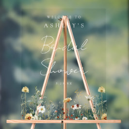 サマーワイルドフラワーフィールドブライダルシャワー アクリルサイン