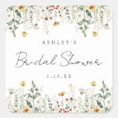 サマーワイルドフラワーフィールドブライダルシャワー スクエアシール (正面)