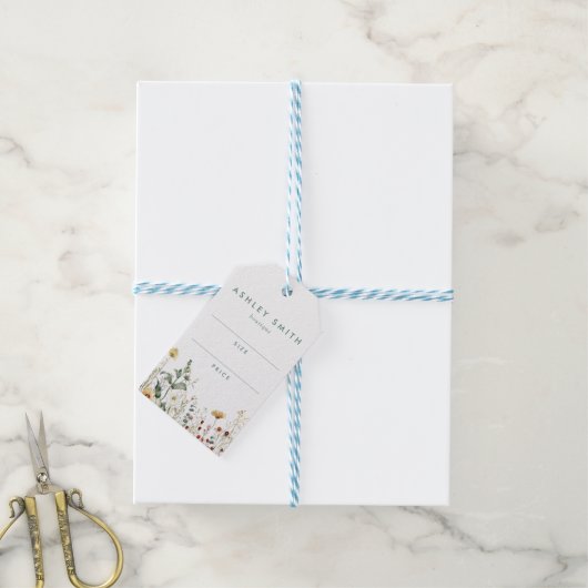 サマーワイルドフラワーフィールド価格ラベル ギフトタグ (より糸付き)