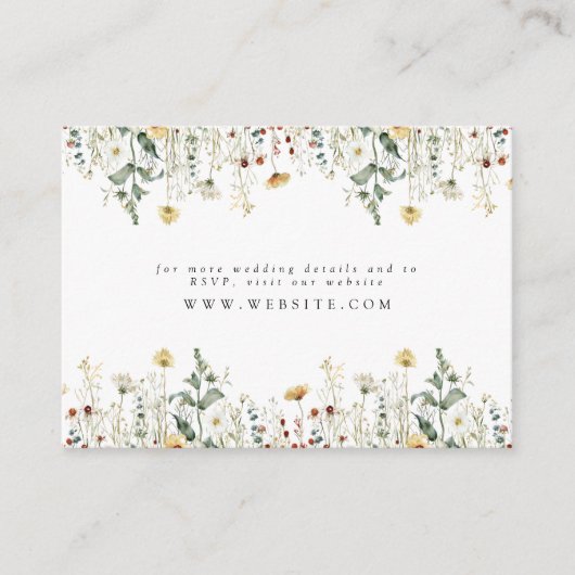 サマーワイルドフラワーフィールド結婚のウェブサイト エンクロージャーカード (正面)