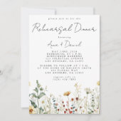 サマーワイルドフラワーフィールド結婚のリハーサルディナー 招待状 (正面)