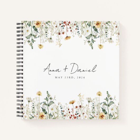 サマーワイルドフラワーフィールド結婚ズゲストブック ノートブック (正面)