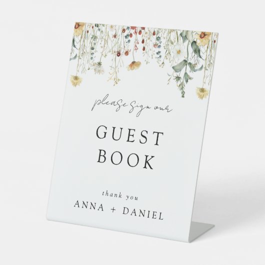 サマーワイルドフラワーフィールド結婚ズゲストブック 台座サイン (正面)