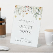 サマーワイルドフラワーフィールド結婚ズゲストブック 台座サイン (インサイチュ)