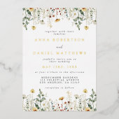 サマーワイルドフラワーフィールド結婚ズフォイル招待状 箔招待状 (正面)