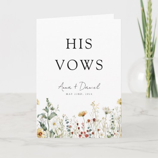 サマーワイルドフラワーフィールド結婚彼の誓いのカード カード (正面)