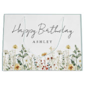 サマーワイルドフラワーフィールド誕生日 ラージペーパーバッグ (正面)