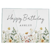 サマーワイルドフラワーフィールド誕生日 ラージペーパーバッグ (裏面)