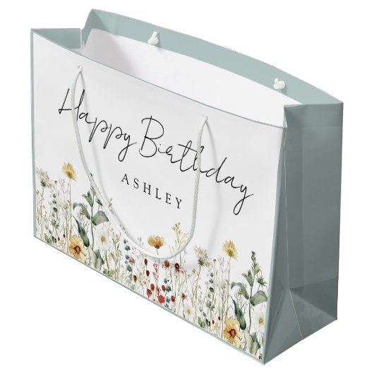 サマーワイルドフラワーフィールド誕生日 ラージペーパーバッグ (裏面アングル)
