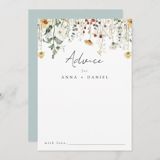 サマーワイルドフラワーフィー結婚ルド アドバイスカード (正面/裏面)