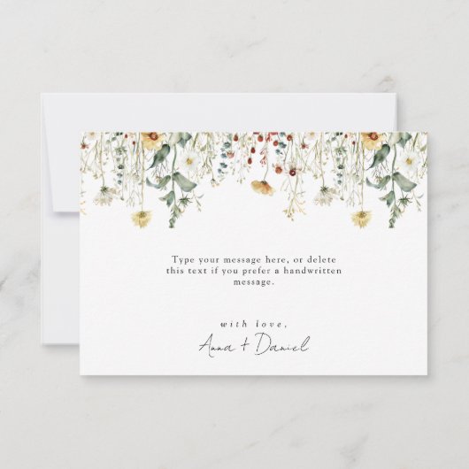 サマーワイルドフラワーフィー結婚ルド サンキューカード (裏面)