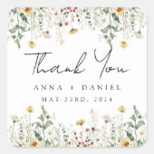 サマーワイルドフラワーフィー結婚ルド スクエアシール (正面)