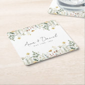 サマーワイルドフラワーフィー結婚ルド スクエアペーパーコースター (アングル)