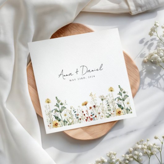 サマーワイルドフラワーフィー結婚ルド スタンダードカクテルナプキン