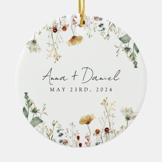 サマーワイルドフラワーフィー結婚ルド セラミックオーナメント (正面)