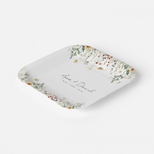 サマーワイルドフラワーフィー結婚ルド ペーパープレート (傾斜あり)