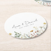 サマーワイルドフラワーフィー結婚ルド ラウンドペーパーコースター (アングル)