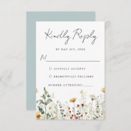 サマーワイルドフラワーフィー結婚ルド 出欠カード