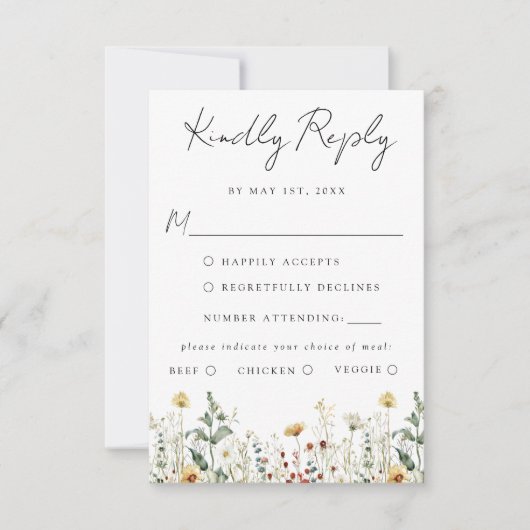 サマーワイルドフラワーフィー結婚ルド 出欠カード (正面)