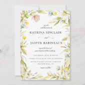 サマーワイルドフラワーフローラ結婚フレーム 招待状 (正面)