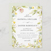 サマーワイルドフラワーフローラ結婚フレーム 招待状 (正面/裏面)