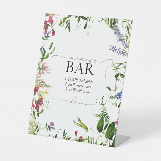 サマーワイルドフラワーブライダルシャワーミモザバー 台座サイン (正面)