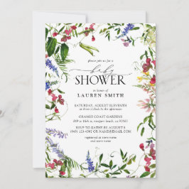 サマーワイルドフラワーベビーシャワー 招待状