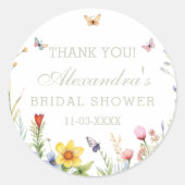 サマーワイルドフラワーボホブライダルシャワーサンキュー ラウンドシール (正面)