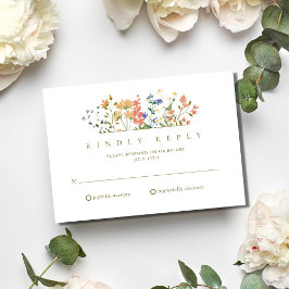 サマーワイルドフラワーボホーウェディングRSVP 出欠カード
