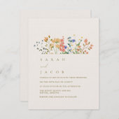 サマーワイルドフラワーボホ結婚ズ 招待状 (正面/裏面)