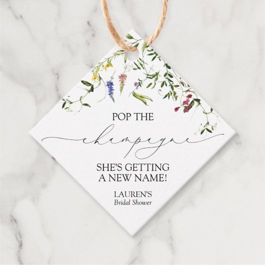 サマーワイルドフラワーミニシャンパンボトル フェイバータグ (正面)