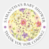 サマーワイルドフラワーメドウベビーシャワークラシックラウンド ラウンドシール (正面)