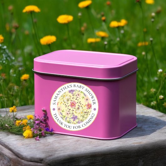 サマーワイルドフラワーメドウベビーシャワークラシックラウンド ラウンドシール