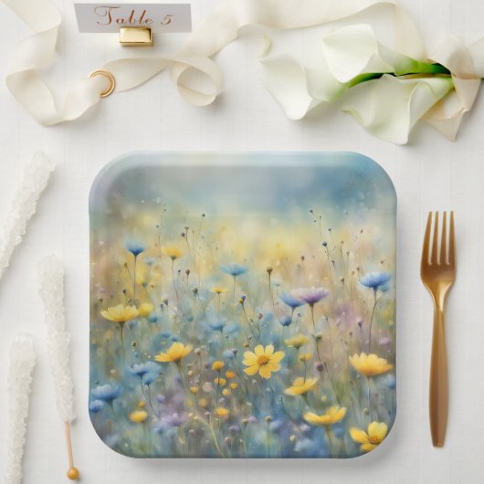 サマーワイルドフラワーメドウ ペーパープレート (ウェディング)