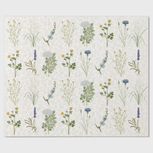 サマーワイルドフラワーヴィンテージフローラ草原 ラッピングペーパー (フラット)