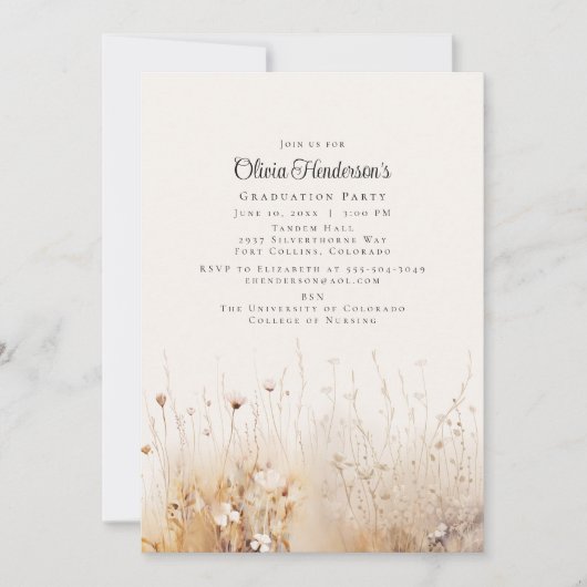 サマーワイルドフラワー卒業招待状 招待状 (正面)