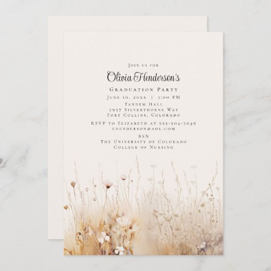 サマーワイルドフラワー卒業招待状 招待状 (正面/裏面)