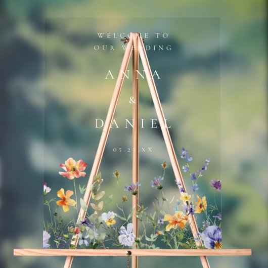 サマーワイルドフラワー庭園の結婚式へようこそ アクリルサイン (ニュートラル)